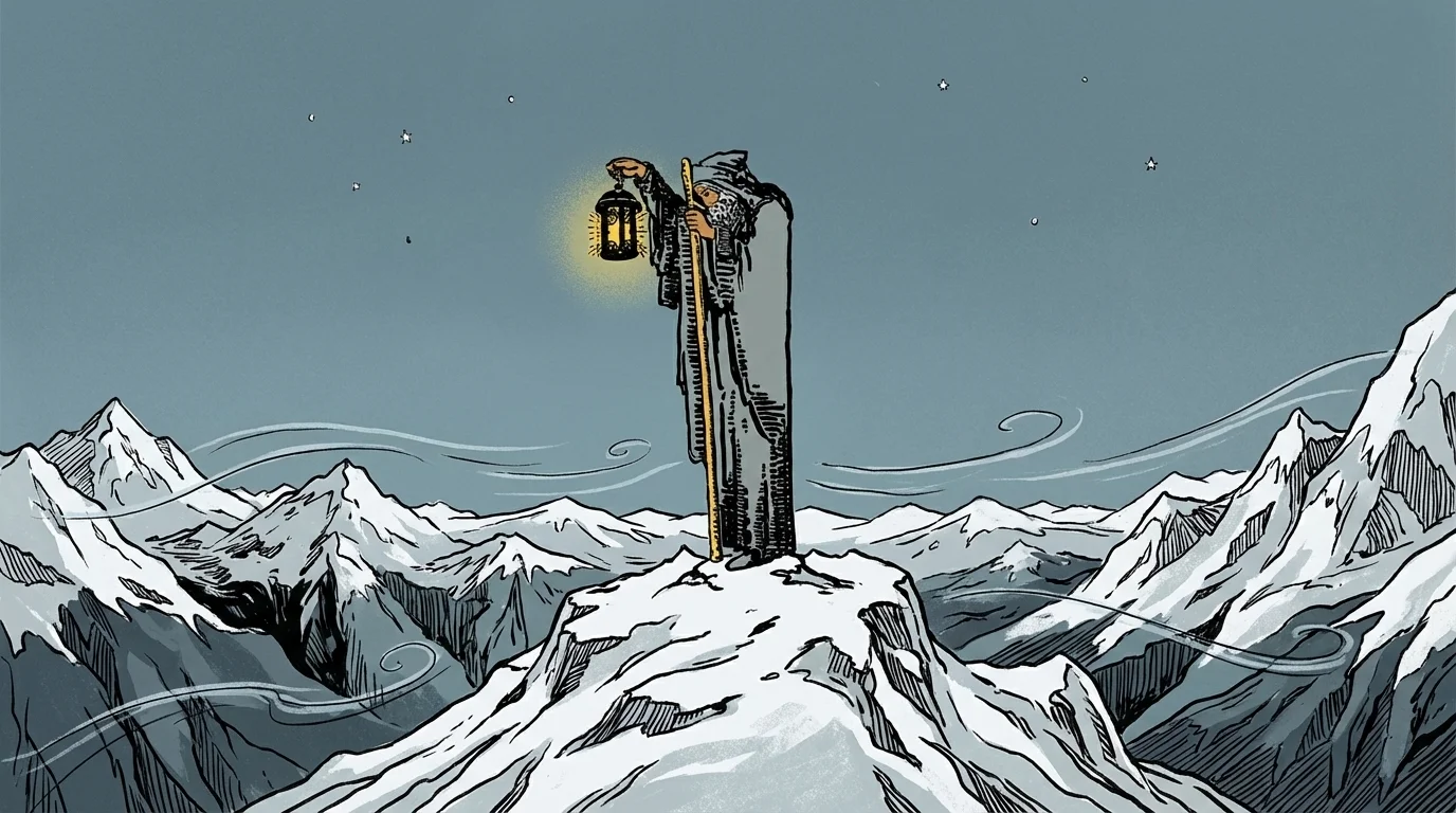 El Ermitaño — escena extendida Rider-Waite